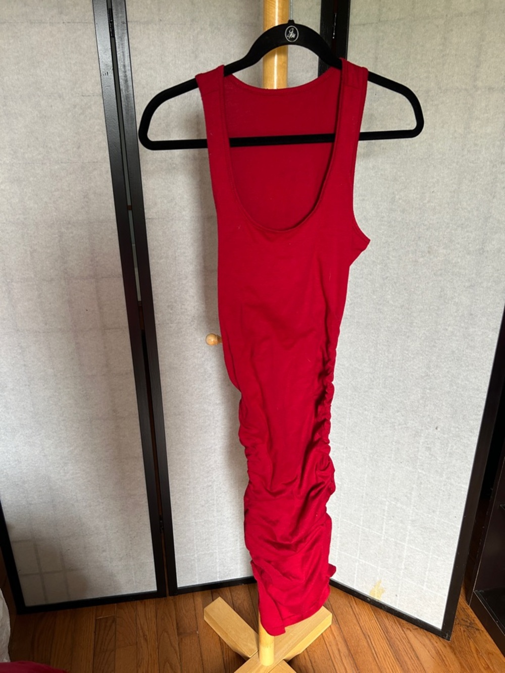 Red Ruched Tank Maxi Dress